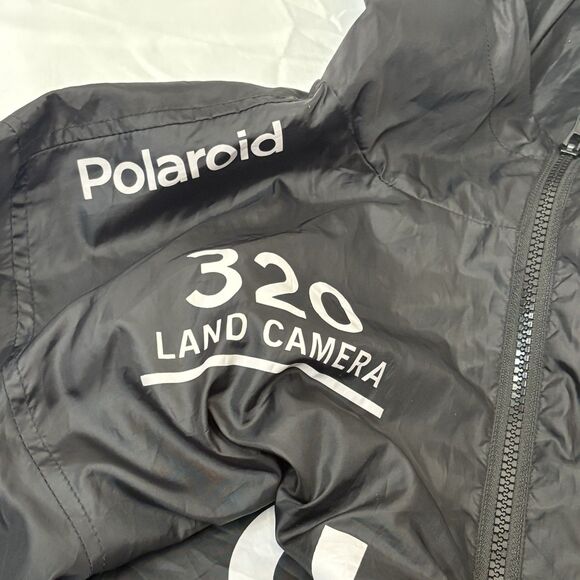 POLAROID Windbreaker Pullover Jacket Mens M Hooded Black 1/4 Zip - Picture 10 of 10